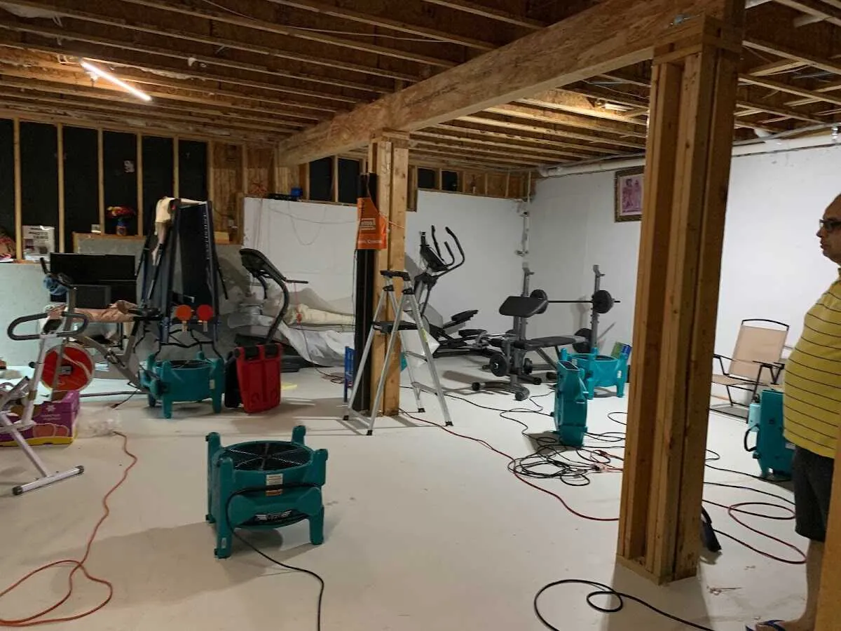 Basement drying equipment setup for Structural Drying in Tolland